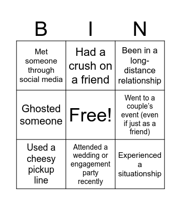 Pillow Talk Bingo Card