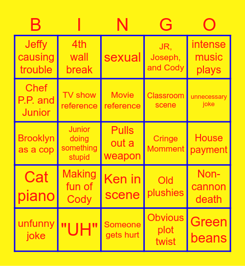 SML Bingo Card