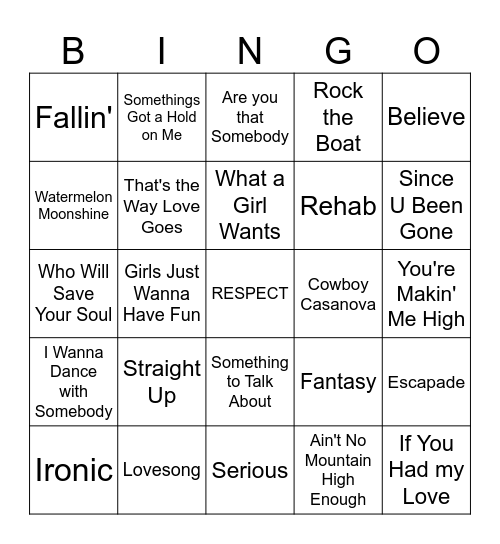 Independent Women Bingo Card