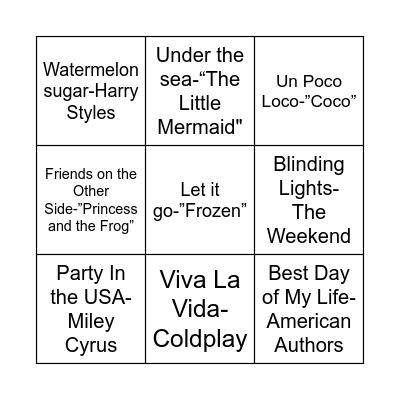 Musical Bingo! Bingo Card