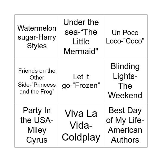 Musical Bingo! Bingo Card