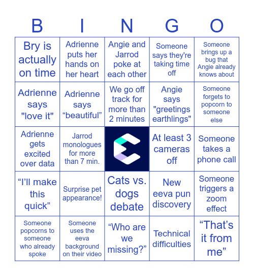 eeva Team Meeting Bingo Card! Bingo Card