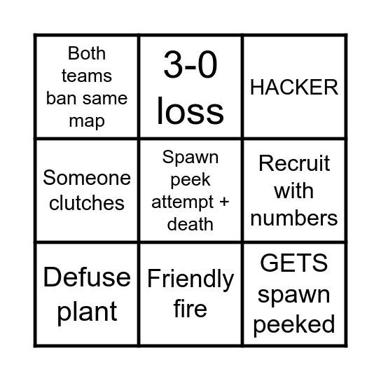 r6 bingo Card