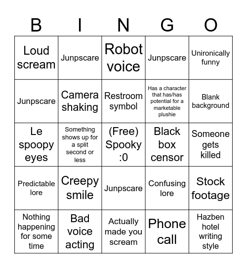 Doxy’s Analog horror bingo Card