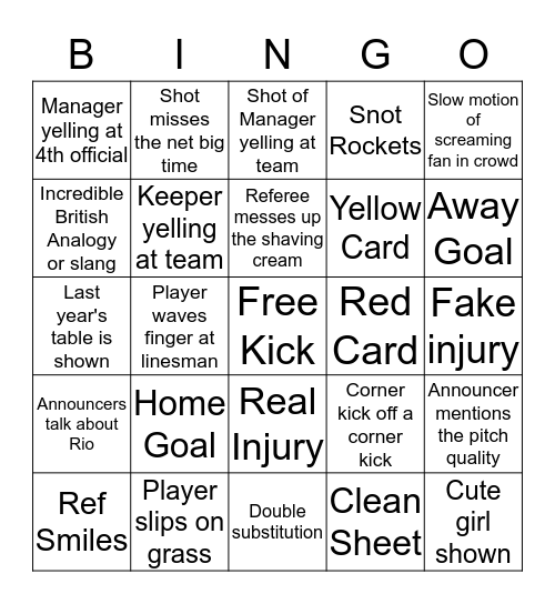 Opening Weekend Bingo Card