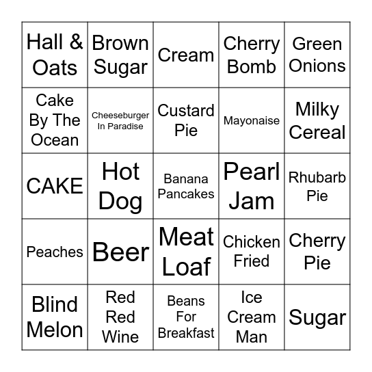 People's Category - Food Focused Bingo Card