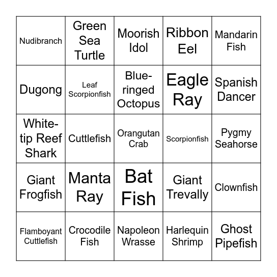 UW Bingo Card