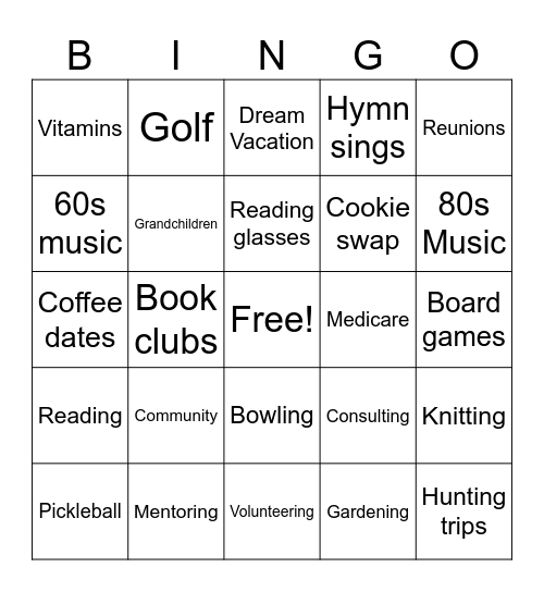 Prime Time Bingo Card
