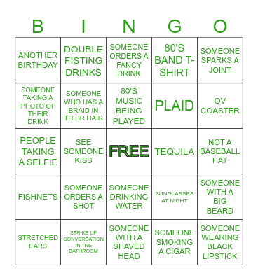 Celine's Birthday Crawl Bingo Card