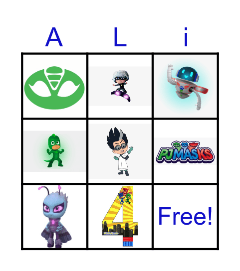 PJ Mask Birthday Bingo Card