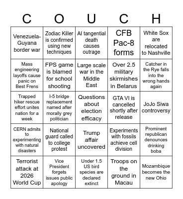 24-28 Presidency Bingo Card