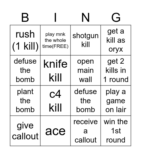 R6 Loser Bingo Card