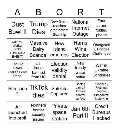 2024-2028 Bingo Card