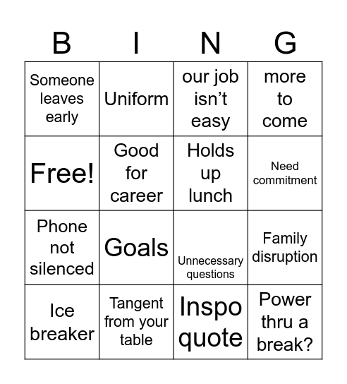 Summit Bingo Card