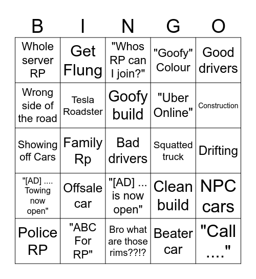 Greenville Public server Bingo Card