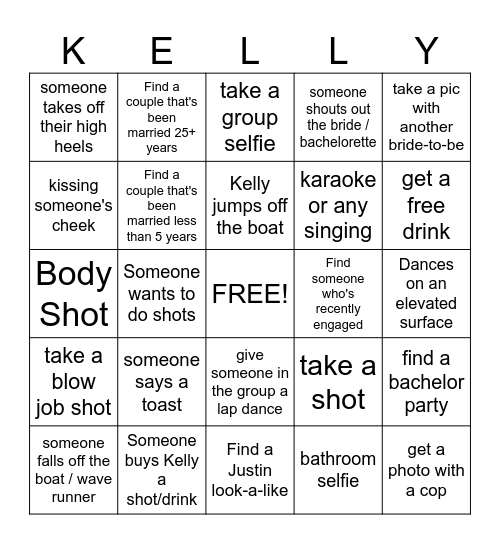 Kelly's Bach Bingo Card