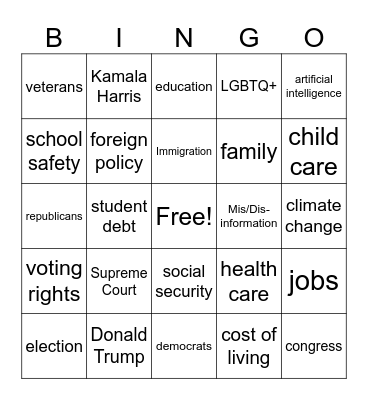 VP Drinking Bingo 4253771899624554269981773524 Bingo Card