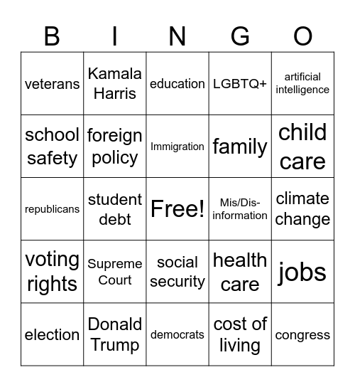 VP Drinking Bingo 4253771899624554269981773524 Bingo Card