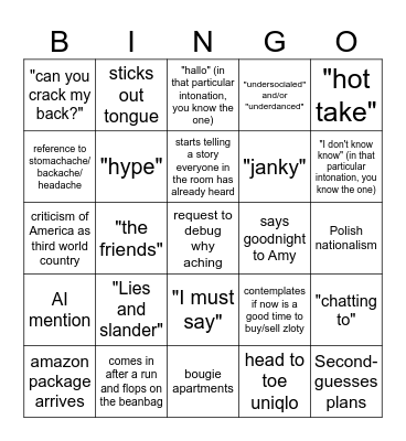 Michal Bingo Card