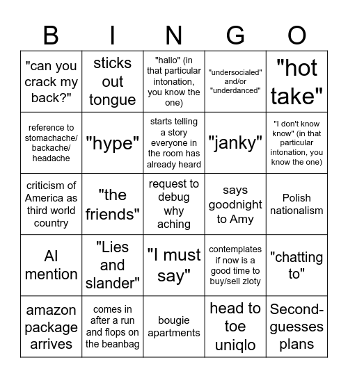 Michal Bingo Card