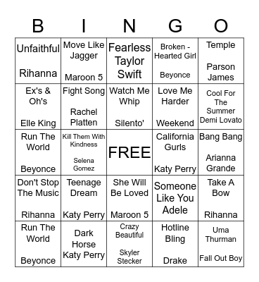 MUSIC Bingo Card