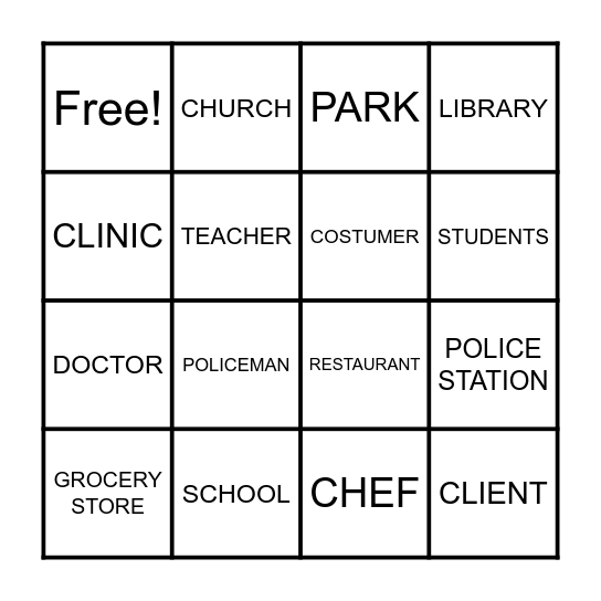 What is in my community? Bingo Card