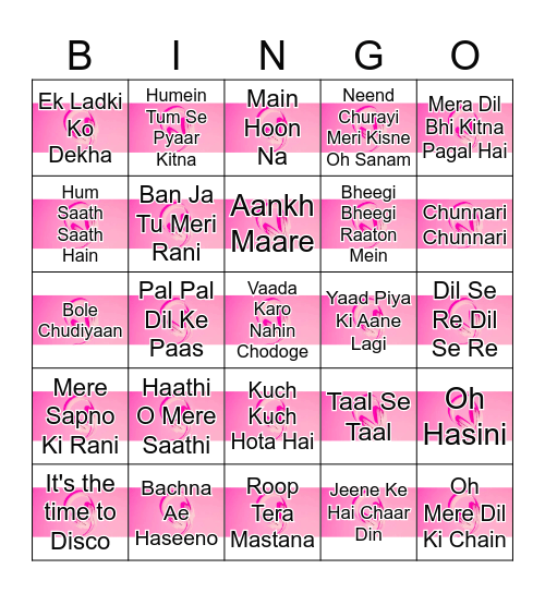 old BOLLYWOOD MUSIC Bingo Card