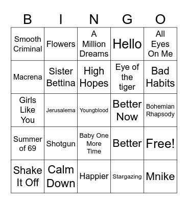 Music Bingo Card