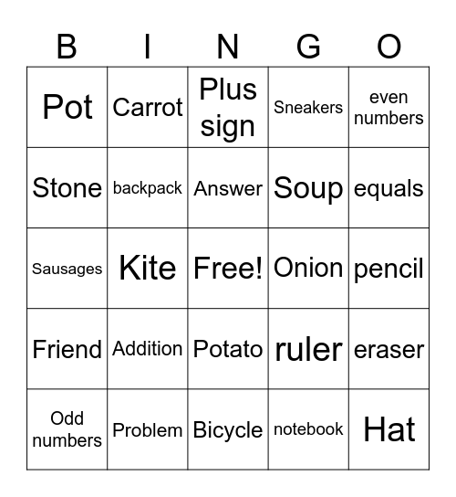 New Words Bingo Card