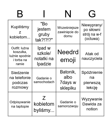 Powrut Brzuha Bingo Card