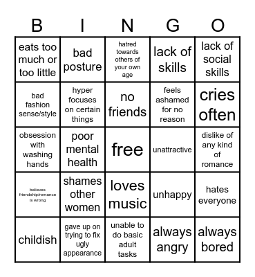 loser bingo Card