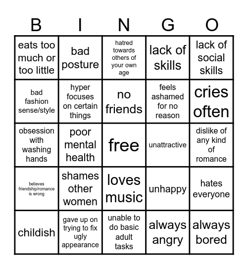 loser bingo Card