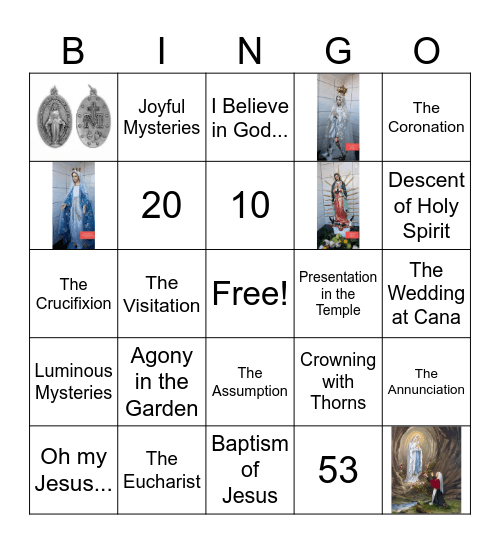 Holy Rosary Bingo Card