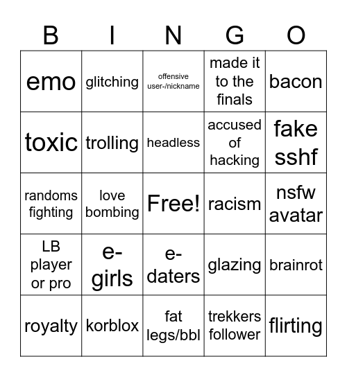 EN Bingo Card
