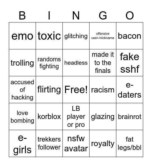 EN Bingo Card