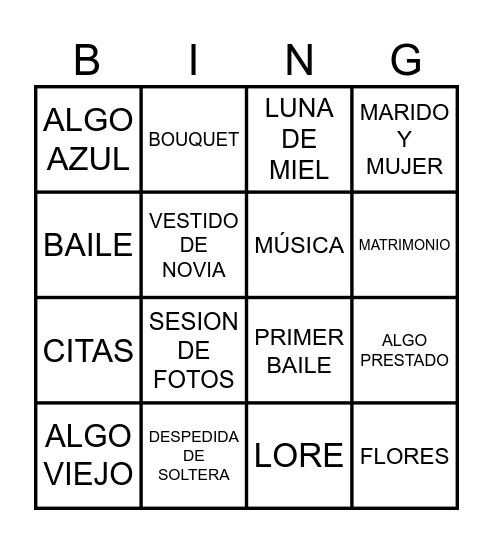 DESPEDIDA DE LORE Bingo Card