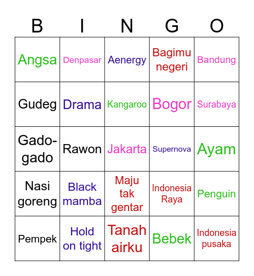 Roro Bingo Card