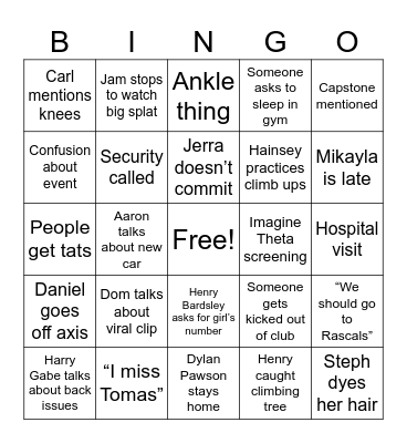 NATGAT Bingo Card