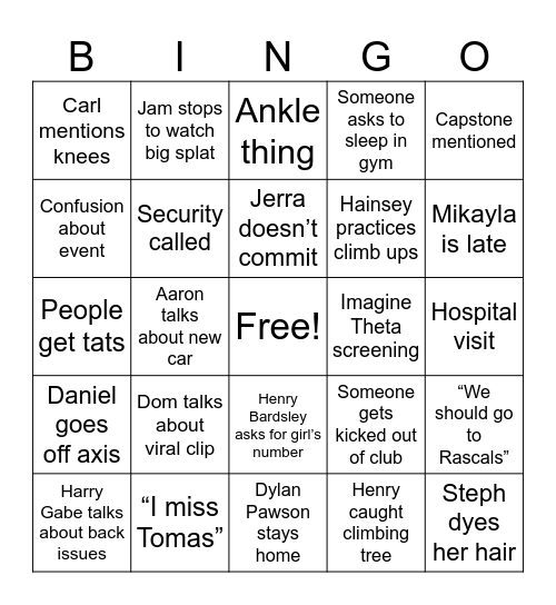 NATGAT Bingo Card