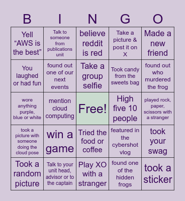 AWS Bingo! Bingo Card
