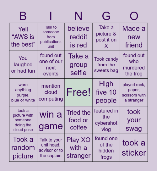 AWS Bingo! Bingo Card