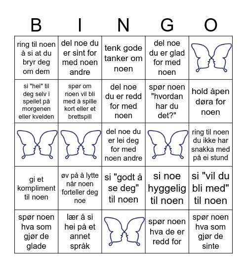 #lagplass - Verdensdagen psykisk helse Bingo Card