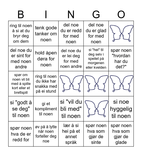 #lagplass - Verdensdagen psykisk helse Bingo Card