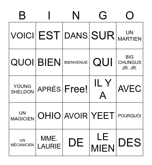 IEN MOTS Bingo Card