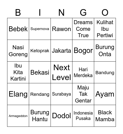 Papan Bingo Yuta Bingo Card