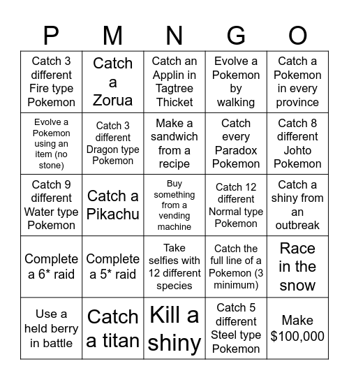 Scarlet/Violet Bingo Card