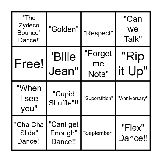 Johnson Family Reunion Music Bingo!!! Bingo Card