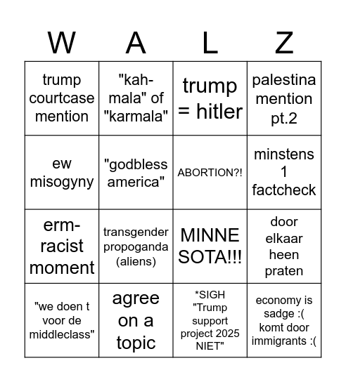 LETS GO VICE PRESIDENTIAL DEBATE! Bingo Card