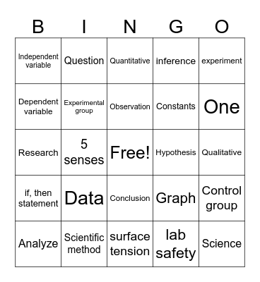 Scientific Method Bingo Card