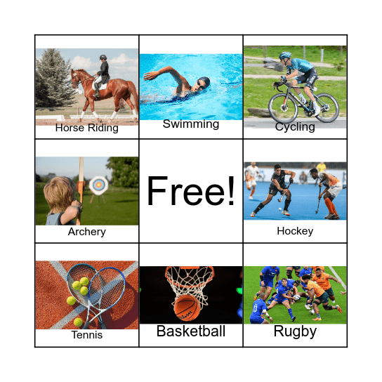 Makaton Sports Bingo Card